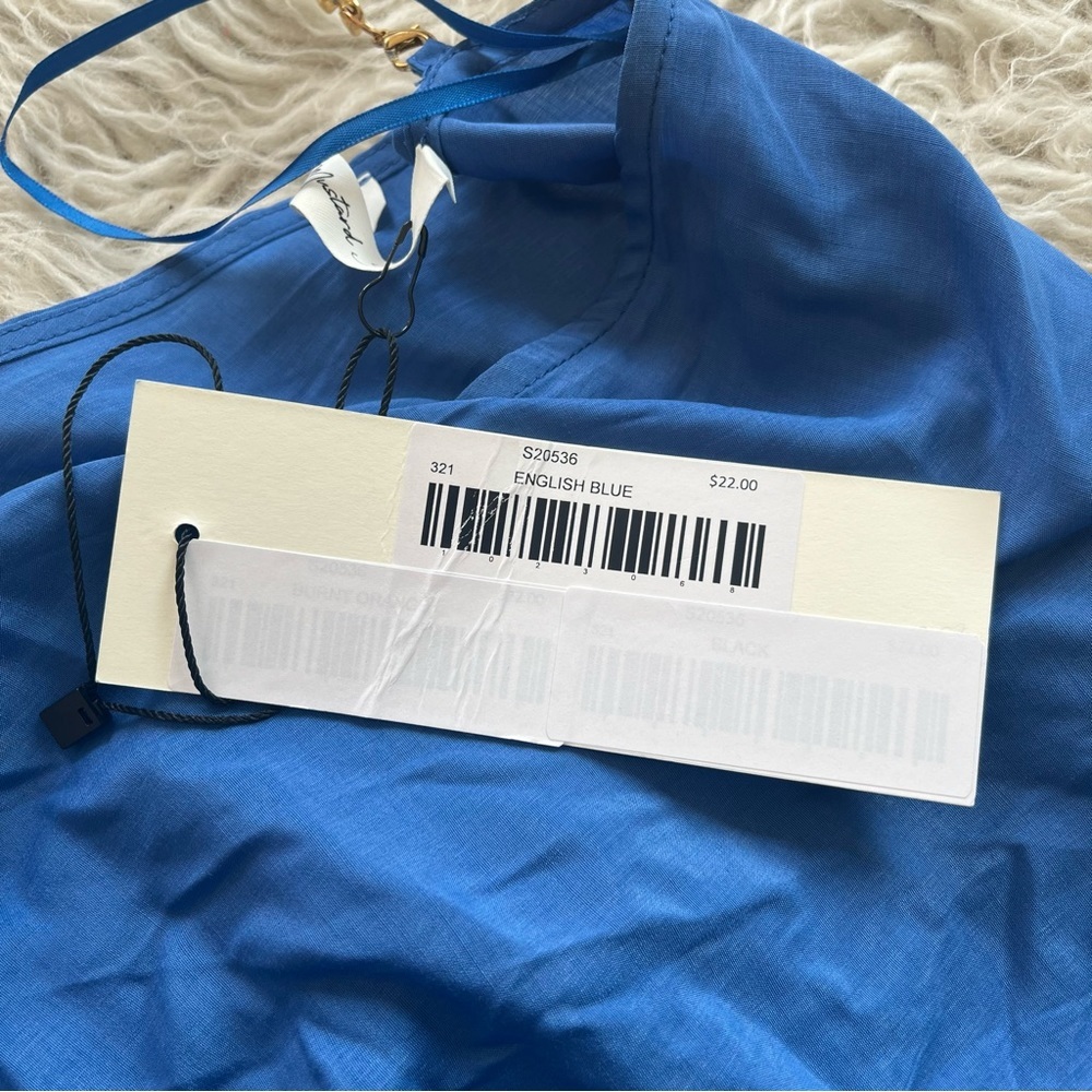 Mustard Seed 'English Blue' wide sleeve front tie v-neck chain dress - Picture 7 of 7